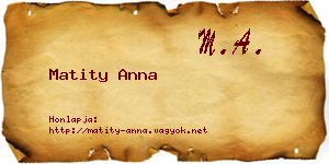 Matity Anna névjegykártya